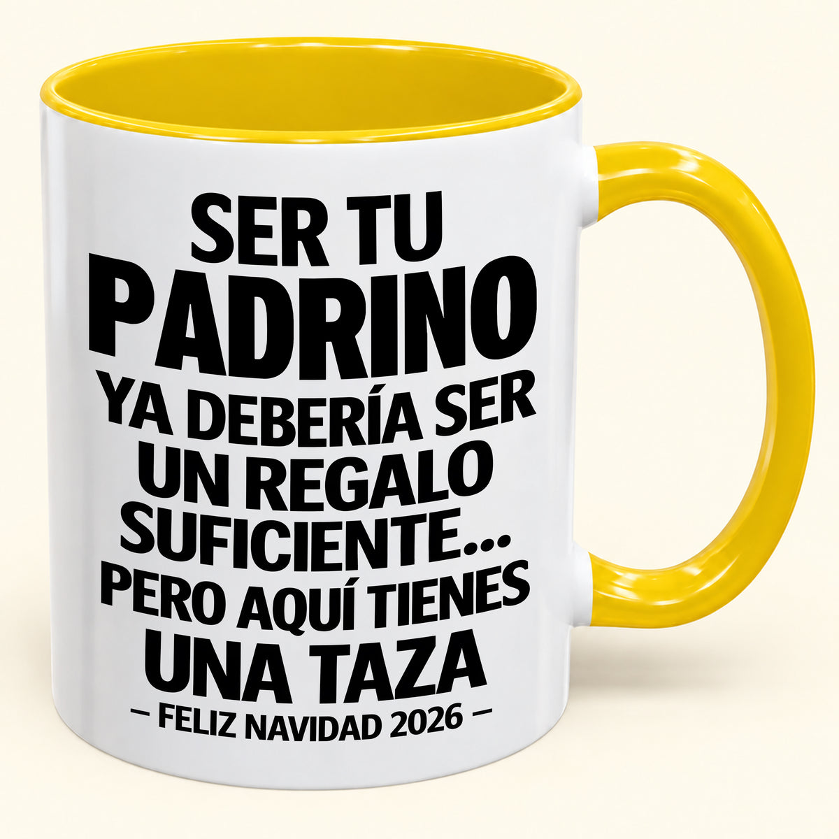Ser tu PADRINO es regalo suficiente - Navidad divertida 2026 - Taza de café de regalo con borde de color (SKU2610-333)