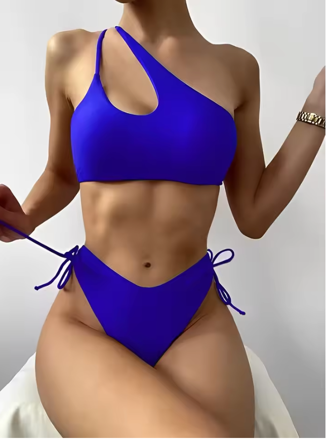 One Shoulder Bikinis 2025 - Women Cut Out String Swimsuit - Vivia00