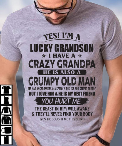 LUCKY GRANDSON OF CRAZY GRANDPA -  PERFECT GIFT FROM GRANDPA - TOP00 (SKU12-145-00)
