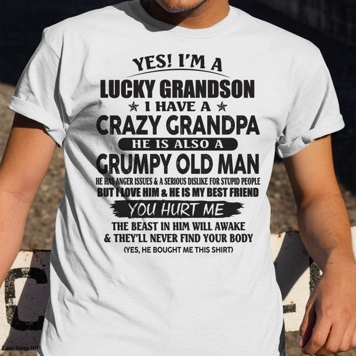 LUCKY GRANDSON OF CRAZY GRANDPA -  PERFECT GIFT FROM GRANDPA - TOP00 (SKU12-145-00)
