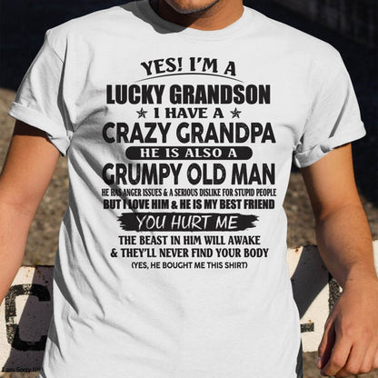 LUCKY GRANDSON OF CRAZY GRANDPA -  PERFECT GIFT FROM GRANDPA - TOP00 (SKU12-145-00)
