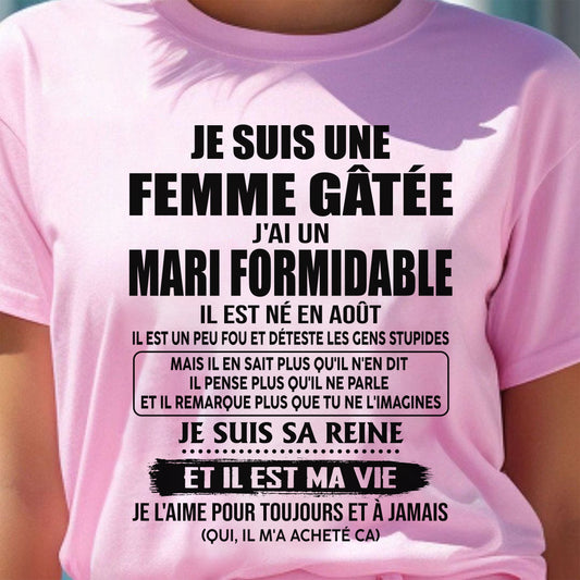 AOÛT - FEMME GÂTÉE - MARI FORMIDABLE - CADEAU PARFAIT DU MARI À SA FEMME - TOP08 (SKU2609-63-08)