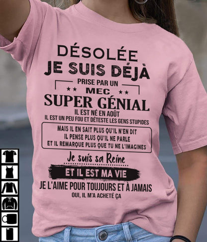 Août - Petit ami incroyable né en août - Cadeau spécial pour votre petite amie - TOP08 (SKUF04-14-08)