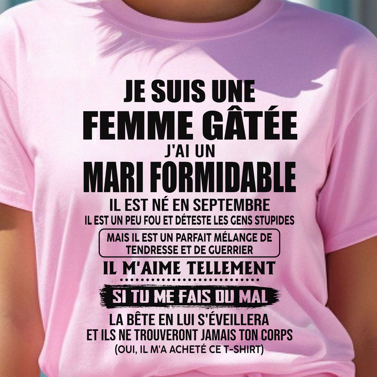 SEPTEMBRE - FEMME GÂTÉE - MARI FORMIDABLE - TENDRESSE & GUERRIER - CADEAU PARFAIT DU MARI À SA FEMME - LUAN09 (SKU2608-631-09)