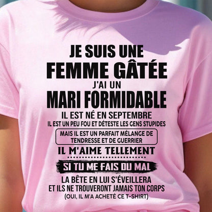 SEPTEMBRE - FEMME GÂTÉE - MARI FORMIDABLE - TENDRESSE & GUERRIER - CADEAU PARFAIT DU MARI À SA FEMME - LUAN09 (SKU2608-631-09)