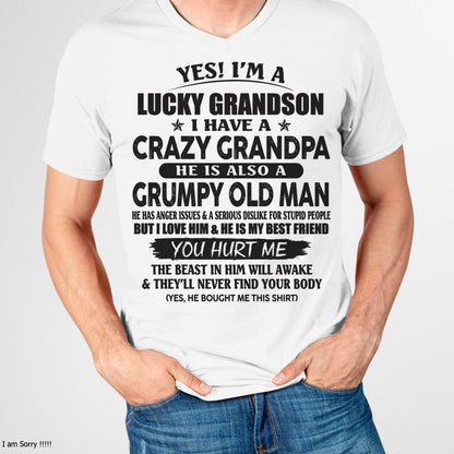 LUCKY GRANDSON OF CRAZY GRANDPA -  PERFECT GIFT FROM GRANDPA - TOP00 (SKU12-145-00)