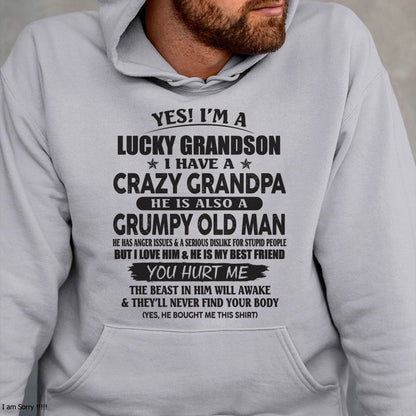 LUCKY GRANDSON OF CRAZY GRANDPA -  PERFECT GIFT FROM GRANDPA - TOP00 (SKU12-145-00)