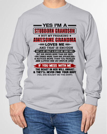 Yes I’m A Stubborn Grandson T-Shirt – Birthday Gift From Grandma / Woman - TOP00 (SKU2608-210-00)