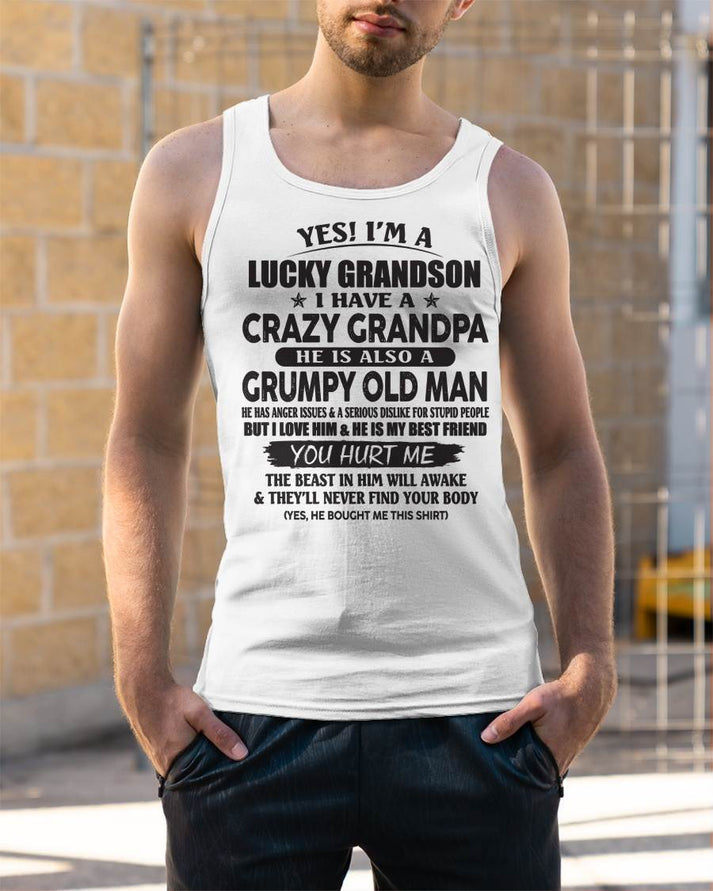 LUCKY GRANDSON OF CRAZY GRANDPA -  PERFECT GIFT FROM GRANDPA - TOP00 (SKU12-145-00)