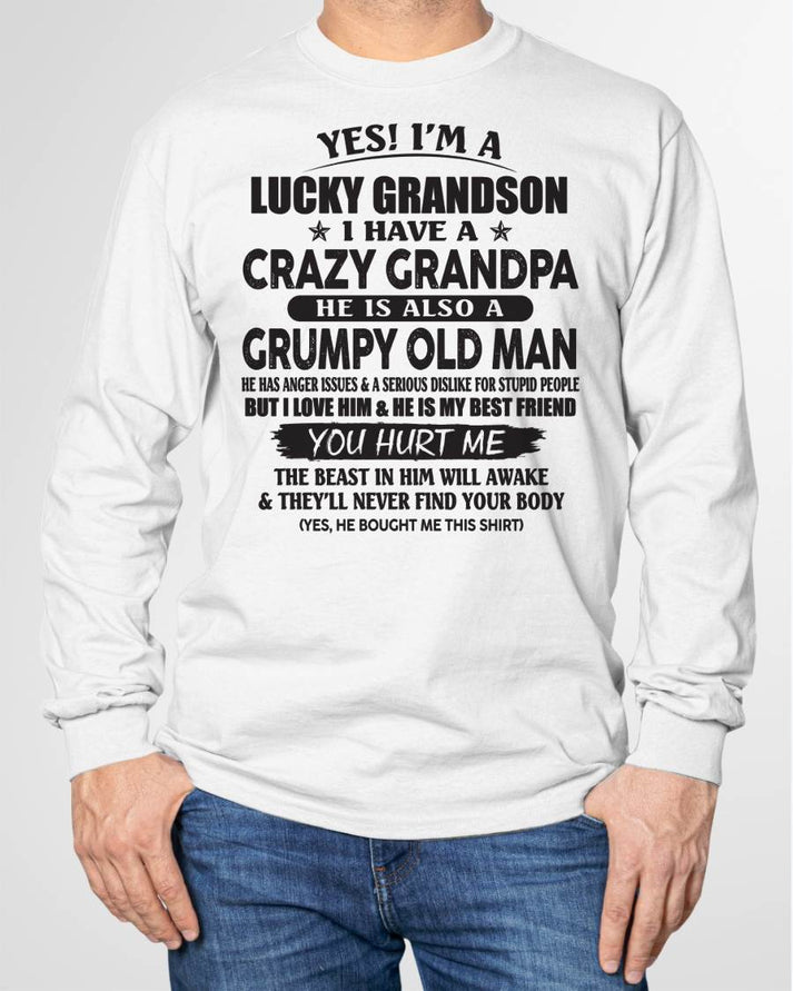 LUCKY GRANDSON OF CRAZY GRANDPA -  PERFECT GIFT FROM GRANDPA - TOP00 (SKU12-145-00)