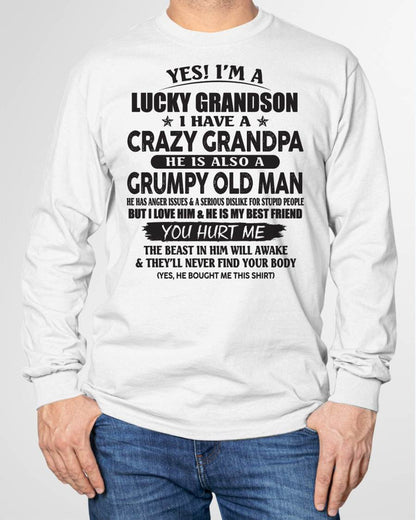 LUCKY GRANDSON OF CRAZY GRANDPA -  PERFECT GIFT FROM GRANDPA - TOP00 (SKU12-145-00)