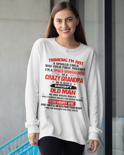 Spoiled Granddaughter of a Crazy Grandpa Shirt – Birthday Gift from Grandpa / Man - TOP00 (SKU12-200-00)