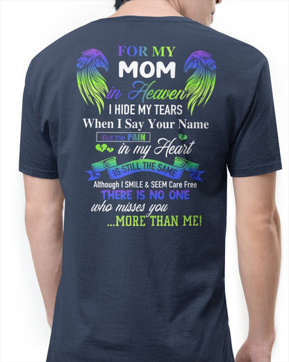 Personalized Memorial T-Shirt for Mom in Heaven - In Loving Memory Shirt, Miss You Mom Gift (SKUMOM) TOP00