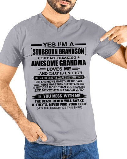 TOP00 - Yes I’m A Stubborn Grandson T-Shirt – Birthday Gift From Grandma / Woman - (SKU2602-111-00)