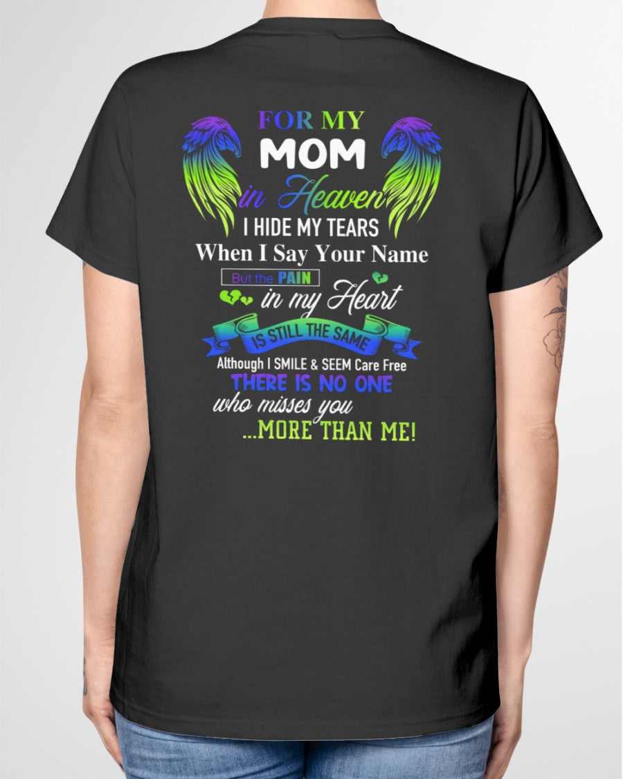 Personalized Memorial T-Shirt for Mom in Heaven - In Loving Memory Shirt, Miss You Mom Gift (SKUMOM) TOP00