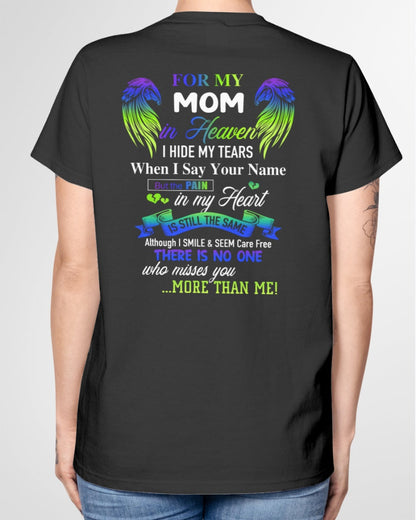 Personalized Memorial T-Shirt for Mom in Heaven - In Loving Memory Shirt, Miss You Mom Gift (SKUMOM) TOP00