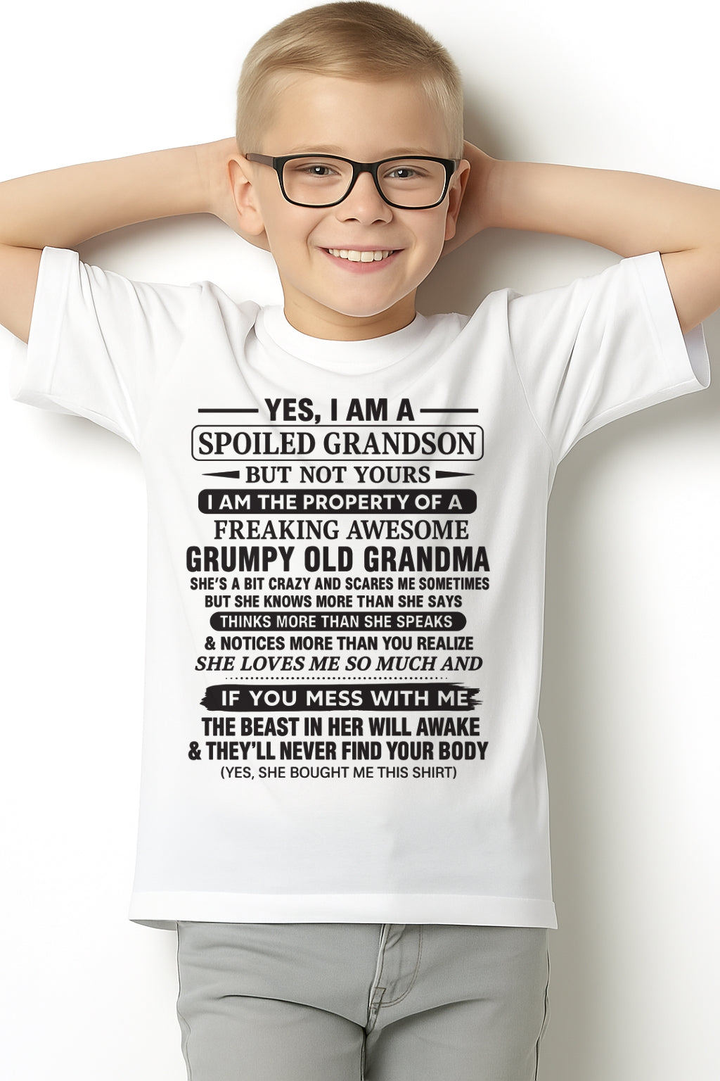 Yes I’m A Stubborn Grandson T-Shirt – Birthday Gift From Grandma / Woman - TOP00 (SKU10-171-00)