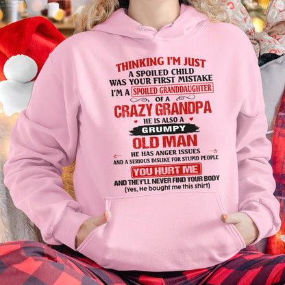 Spoiled Granddaughter of a Crazy Grandpa Shirt – Birthday Gift from Grandpa / Man - TOP00 (SKU12-200-00)