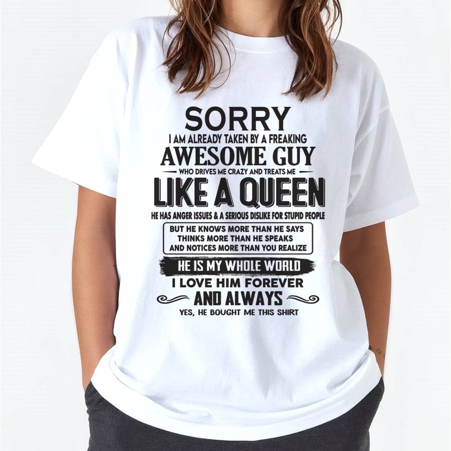 Sorry I am already taken by a freaking awesome guy - Gift for Wife From Husband - TOP00 (SKU08-25-00)