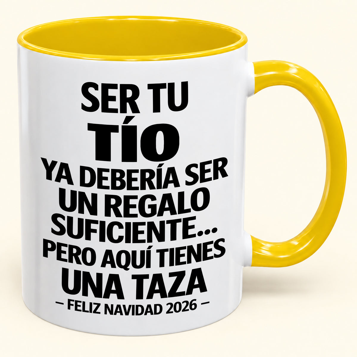 Ser tu TÍO es regalo suficiente - Navidad divertida 2026 - Taza de café de regalo con borde de color (SKU2610-331)