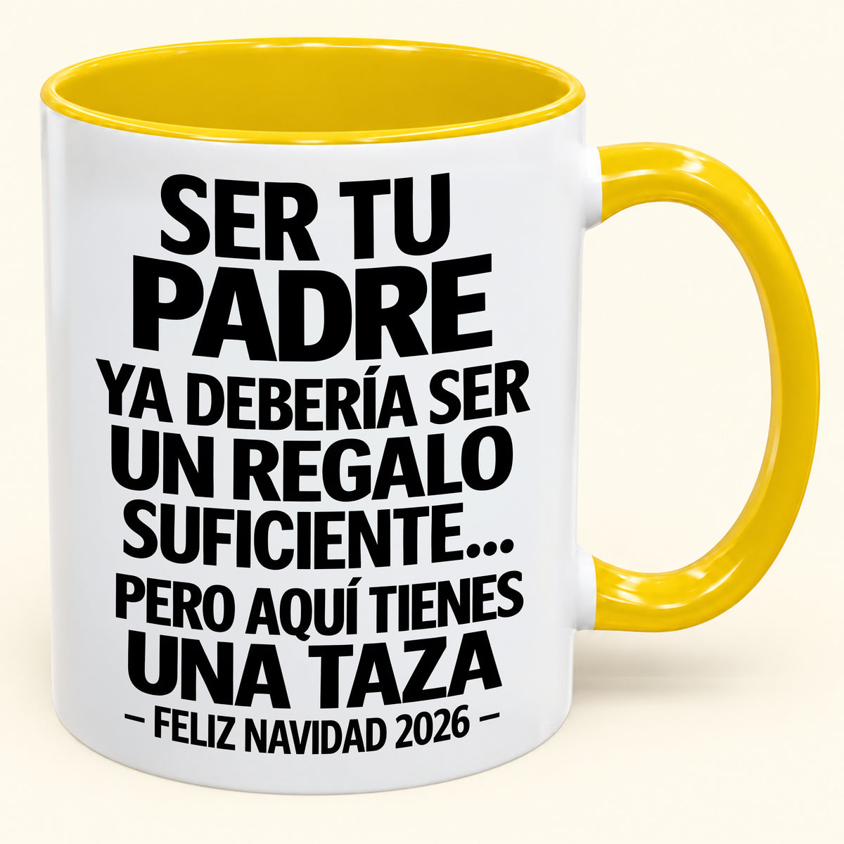Ser tu padre es regalo suficiente - Navidad divertida 2026 - Taza de café de regalo con borde de color (SKU2610-244)