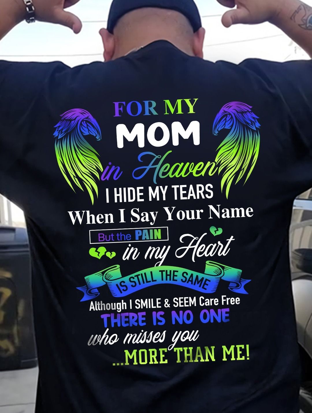 Personalized Memorial T-Shirt for Mom in Heaven - In Loving Memory Shirt, Miss You Mom Gift (SKUMOM) TOP00