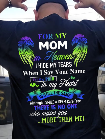 Personalized Memorial T-Shirt for Mom in Heaven - In Loving Memory Shirt, Miss You Mom Gift (SKUMOM) TOP00