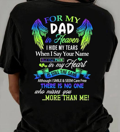 Personalized Memorial T-Shirt for Dad in Heaven - In Loving Memory Shirt, Miss You Dad Gift (SKUDAD) TOP00