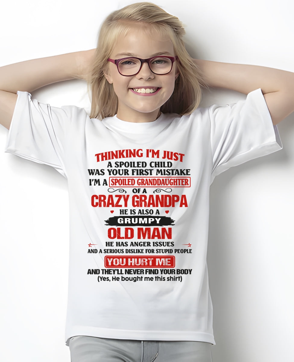 Spoiled Granddaughter of a Crazy Grandpa Shirt – Birthday Gift from Grandpa / Man - TOP00 (SKU12-200-00)