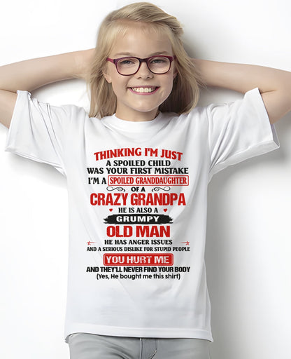 Spoiled Granddaughter of a Crazy Grandpa Shirt – Birthday Gift from Grandpa / Man - TOP00 (SKU12-200-00)