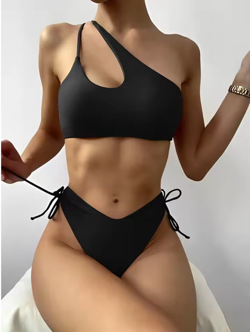 One Shoulder Bikinis 2025 - Women Cut Out String Swimsuit - Vivia00