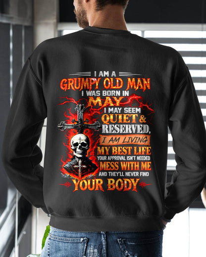May – Grumpy Old Man – Quiet & Reserved – Living My Best Life – T-Shirt for Men – TOP05 (SKU2609-108-05)