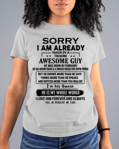 February - Awesome Boyfriend Born In February- Special gift for your Girlfriend - TOP02(SKUT08-11-02)