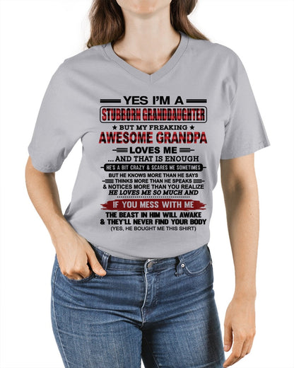 Yes I’m A Stubborn Granddaughter T-Shirt – Birthday Gift From Grandpa / Man - TOP00 (SKU2607-269-00)
