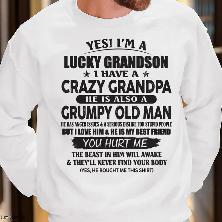 LUCKY GRANDSON OF CRAZY GRANDPA -  PERFECT GIFT FROM GRANDPA - TOP00 (SKU12-145-00)